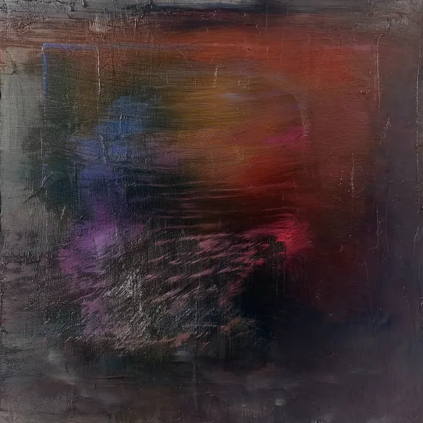 Dark canvas with a hazy glow of purple, orange, and red